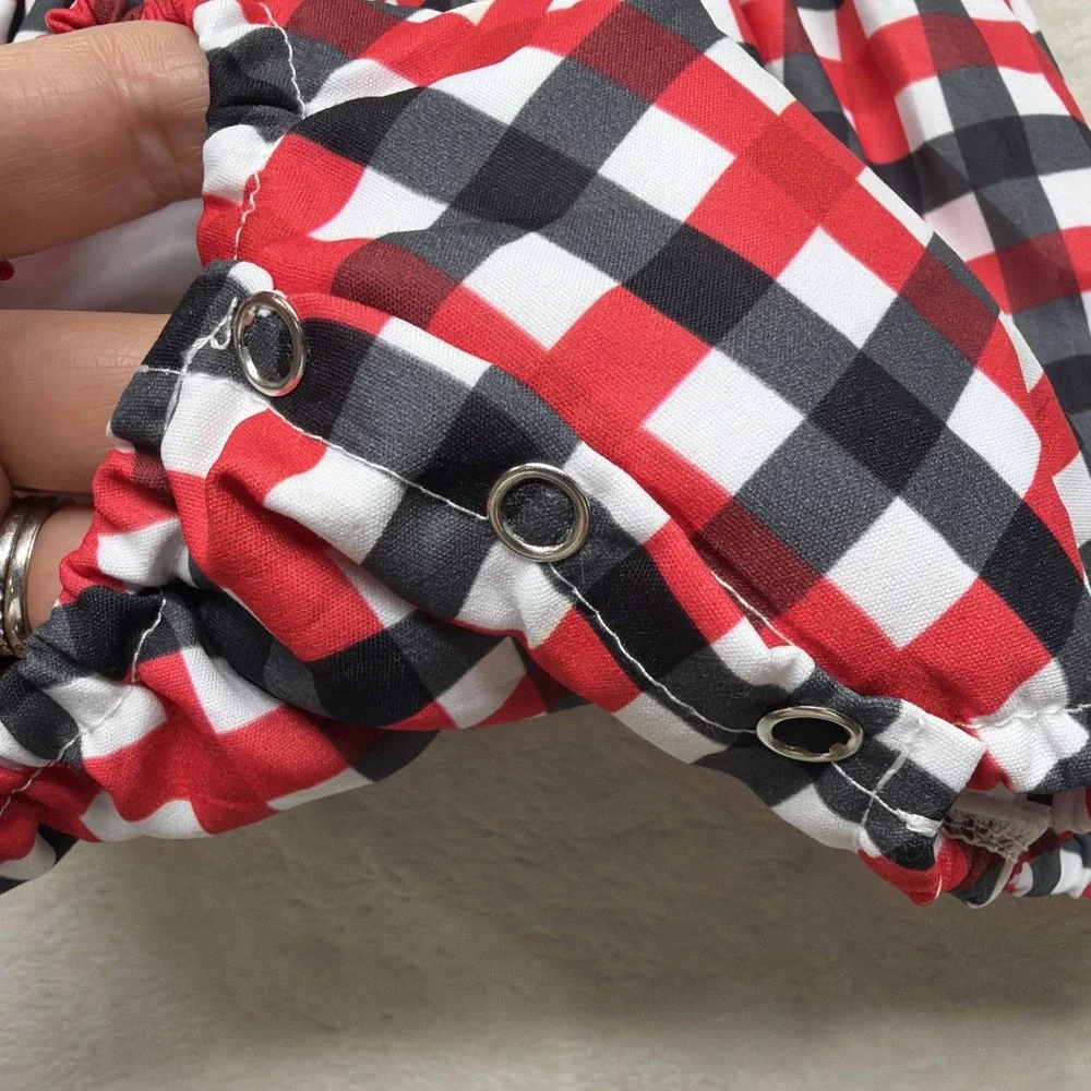 Georgia Bulldogs UGA Baby Bubble Romper Girls Simply Scarlett Smocks Gingham